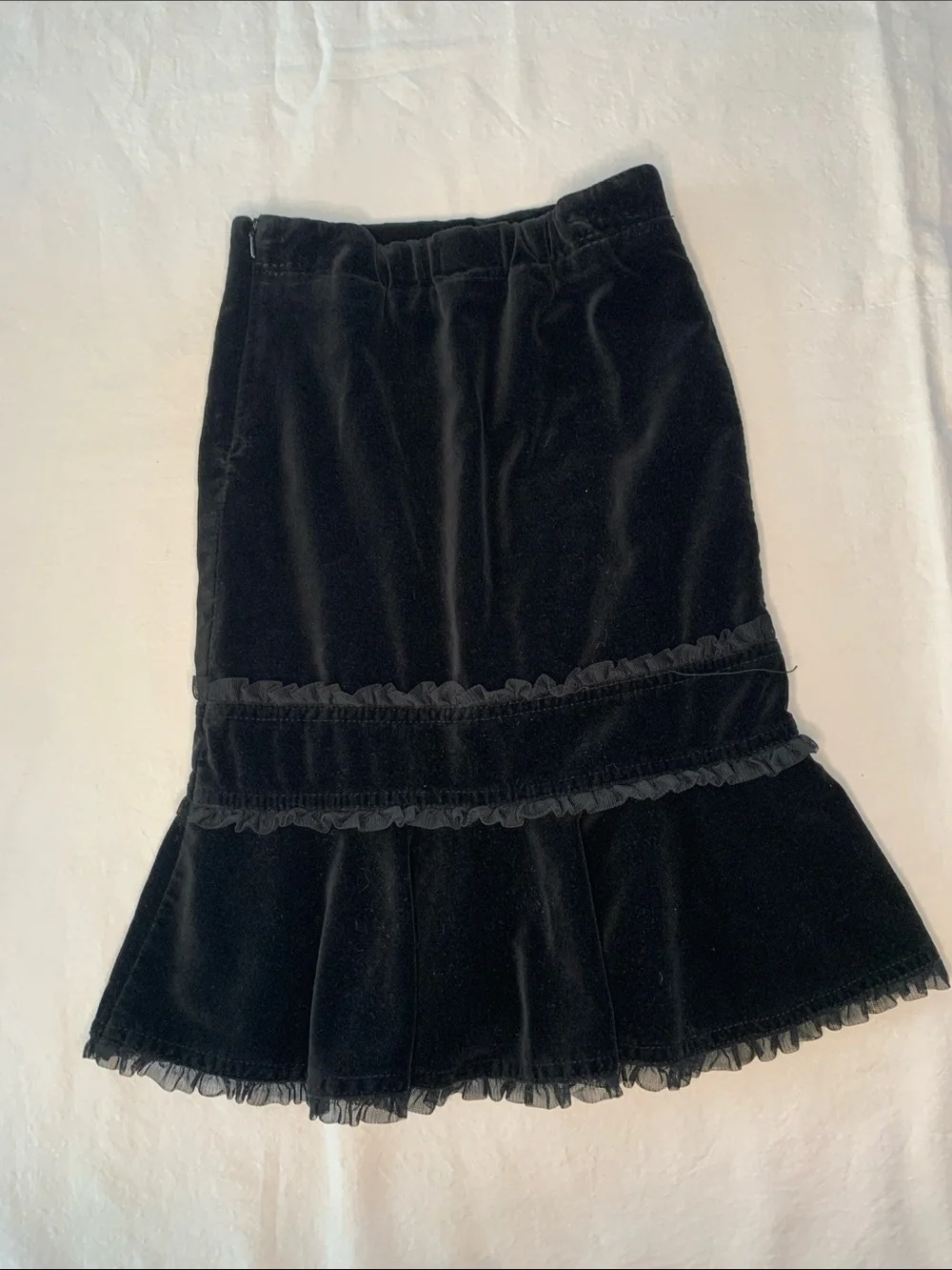 The Children's Place Vintage Black Velvet Ruffle Skirt with Rosette